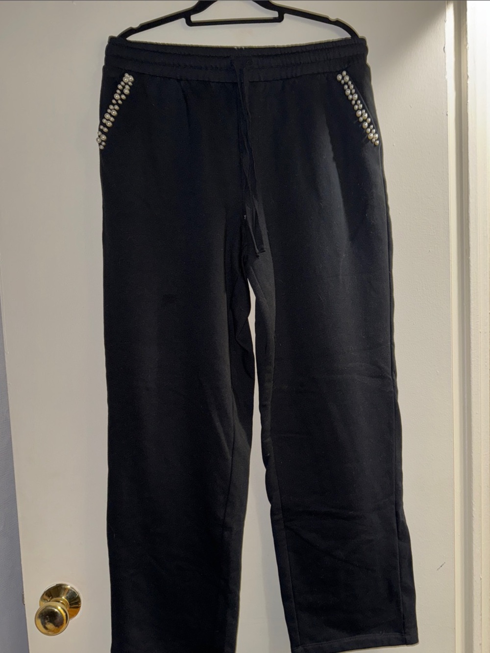 NY & C Black Pearl Embellished Wide Leg Lounge Pants